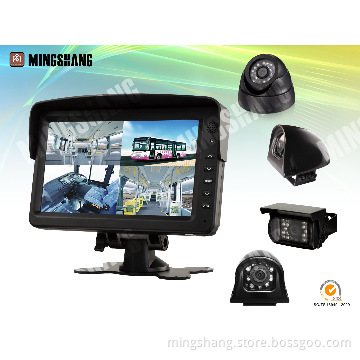 Heavy duty backup camea system of 7\" Quad Monitor with Touch Scree